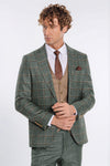 Traje de hombre verde slim fit a cuadros estampado - Wessi