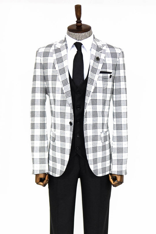 black and white dress suit Men's Ivory White & Black Tuxedo, 38 Short, Slim Fit