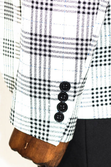 Abito da uomo nero-bianco slim fit a quadri - Wessi