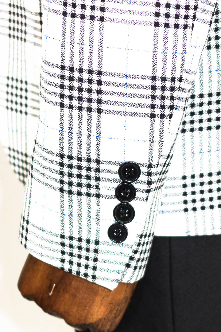 Traje de hombre a cuadros Slim Fit negro-blanco - Wessi