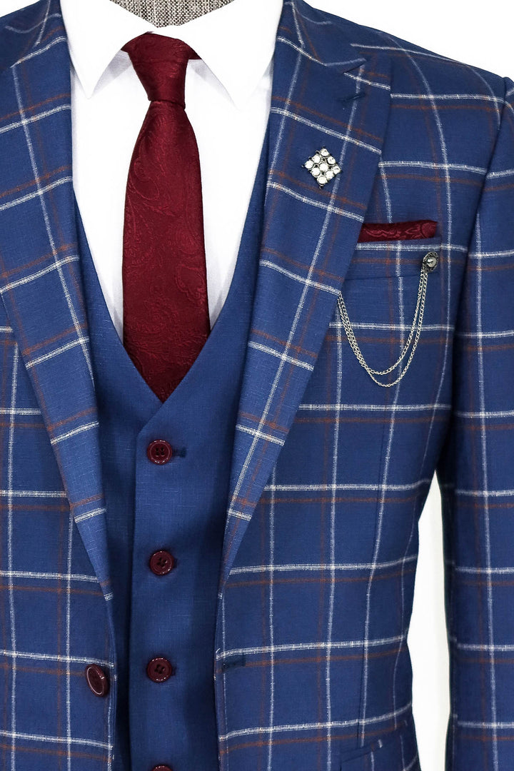 Costume bleu à carreaux pour homme - Wessi