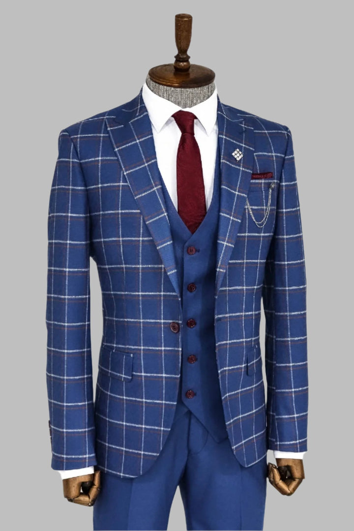 Costume bleu à carreaux pour homme - Wessi
