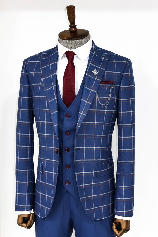 Costume bleu à carreaux pour homme - Wessi