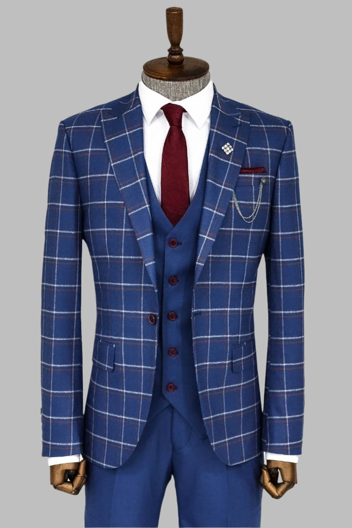 Costume bleu à carreaux pour homme - Wessi
