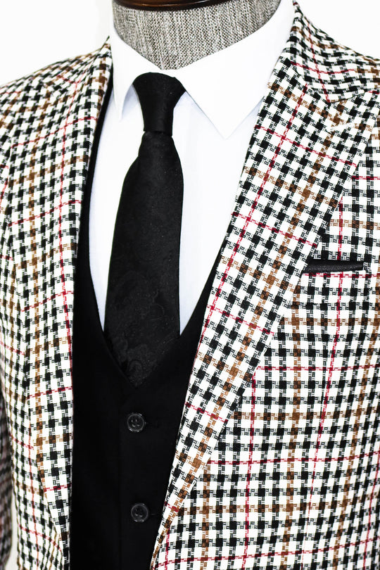 بدلة رجالية منقوشة باللون الأسود - ويسي