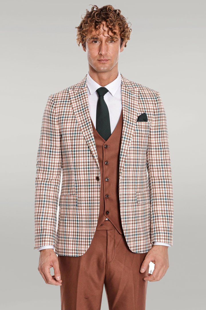 Traje de hombre a cuadros marrón - Wessi