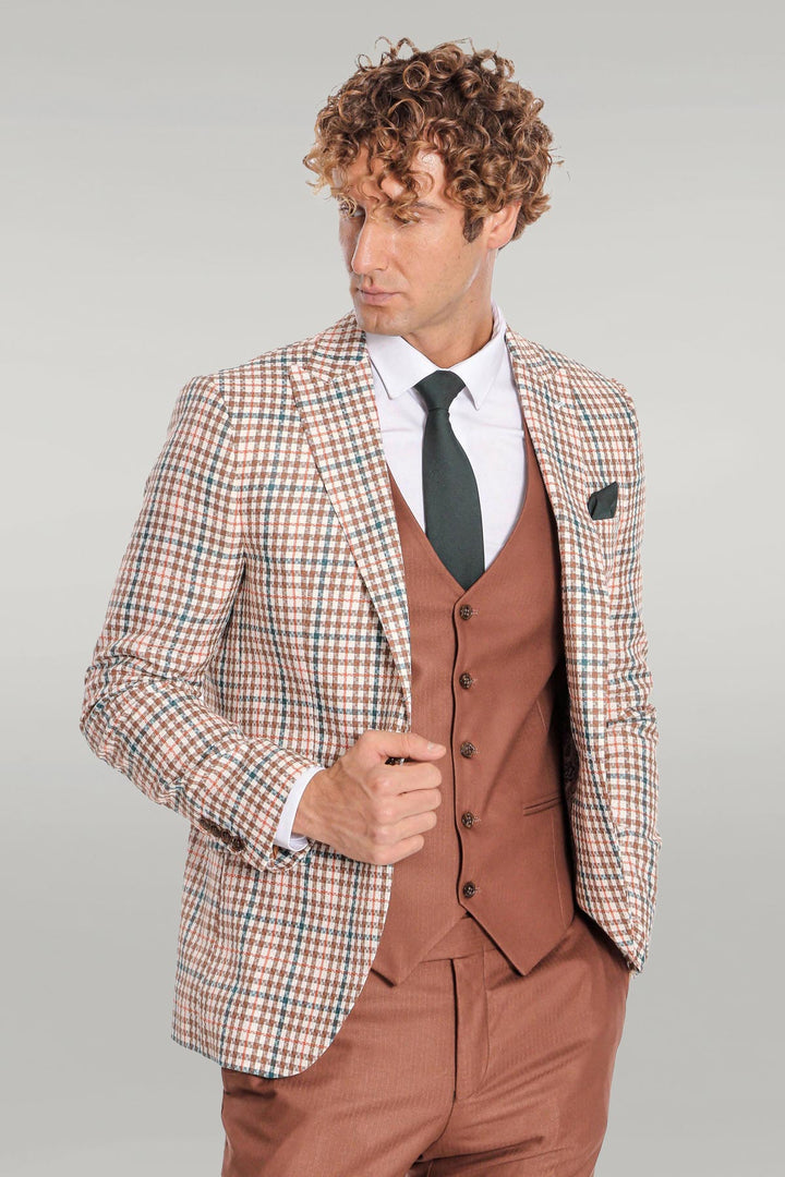 Traje de hombre a cuadros marrón - Wessi
