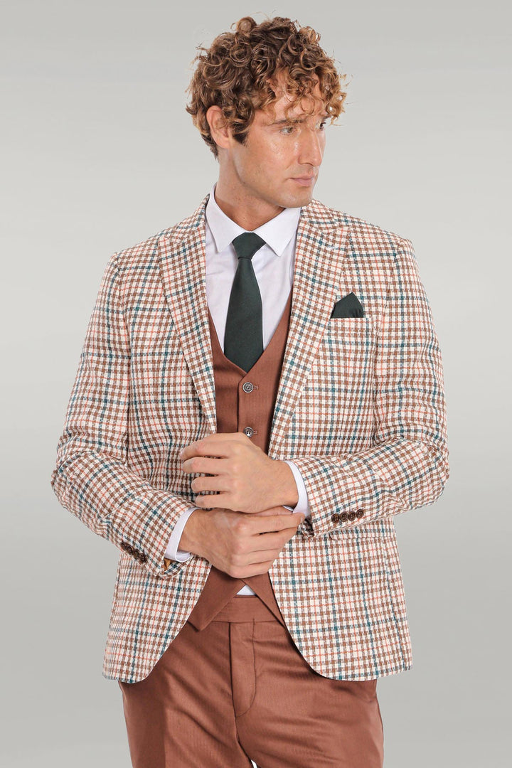 Traje de hombre a cuadros marrón - Wessi