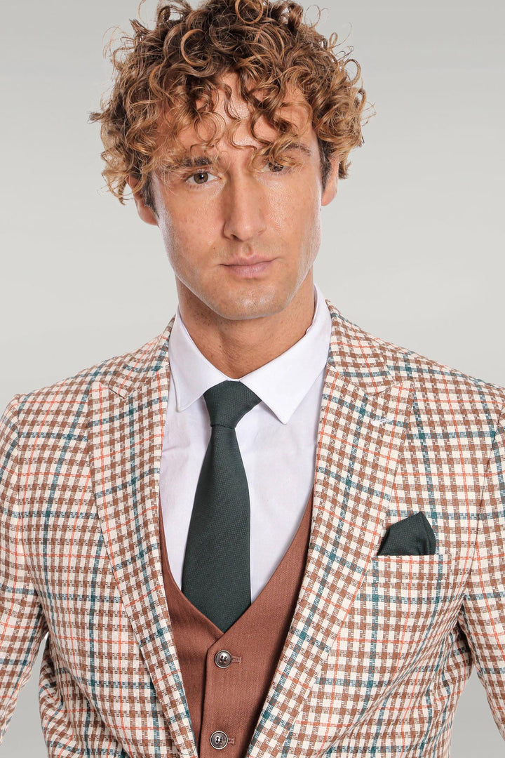 Traje de hombre a cuadros marrón - Wessi
