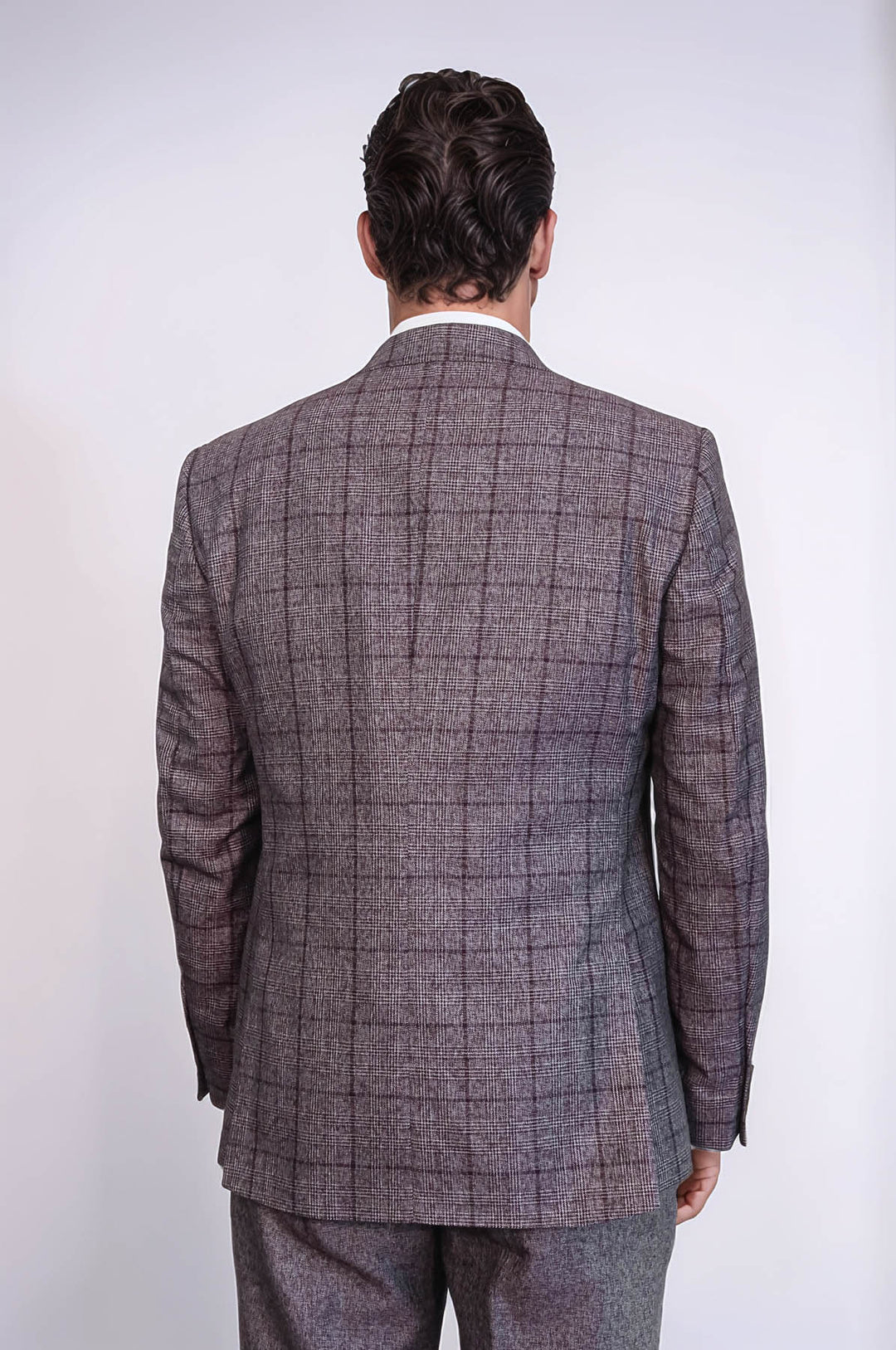 Costume Homme Bordeaux Coupe Slim à Carreaux - Wessi