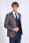 Traje Blazer de cuadros Slim Fit azul marino para hombre - Wessi
