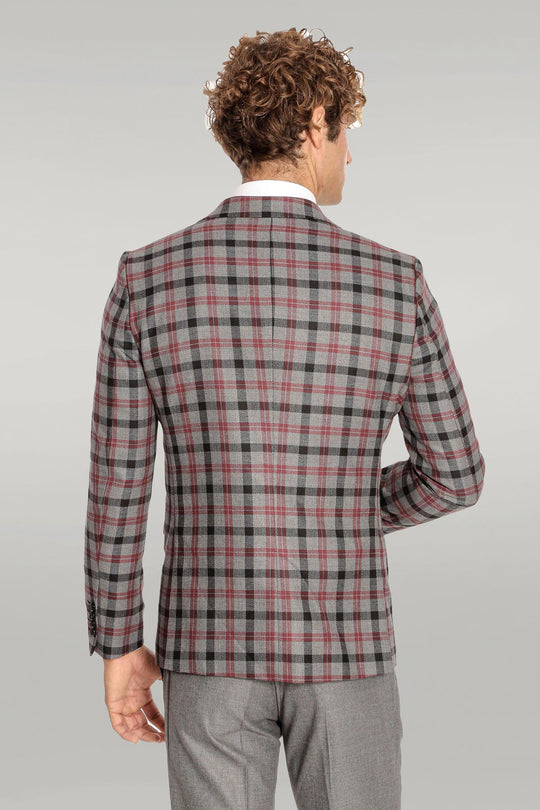 بدلة رجالية رمادية بقصّة Slim Fit منقوشة - Wessi