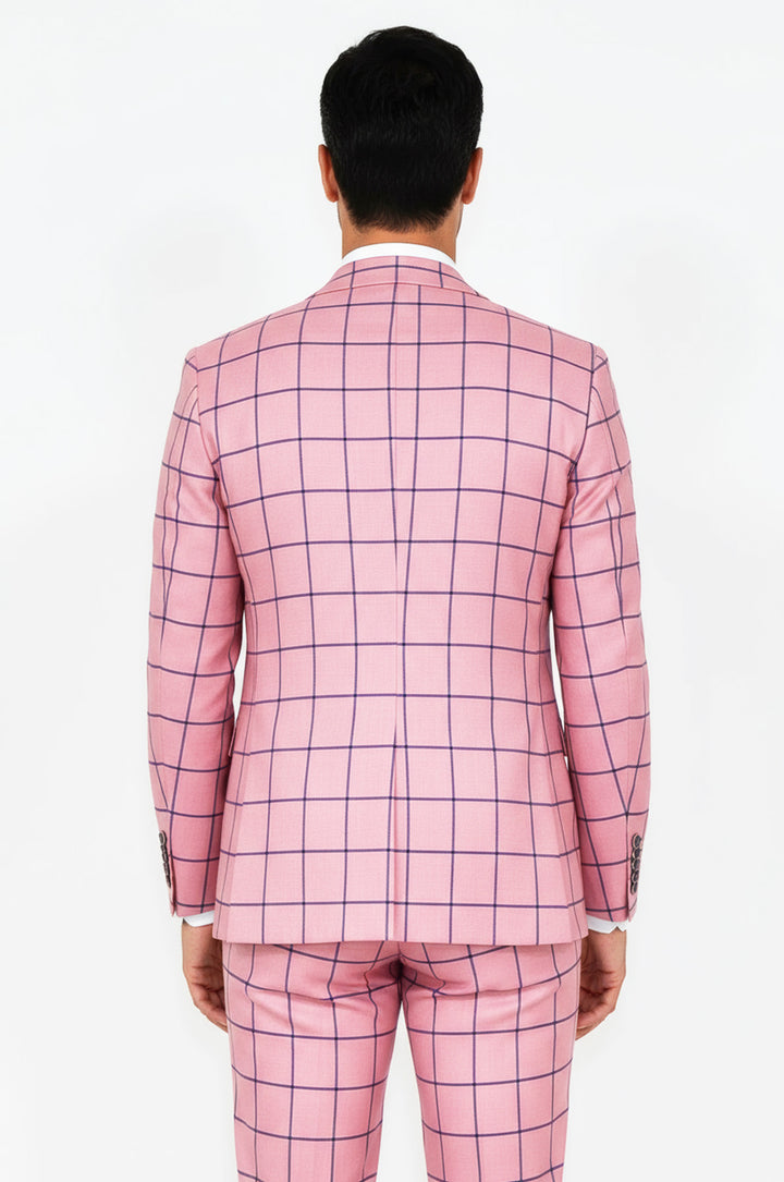 Traje combinado slim fit estampado rosa para hombre - Wessi