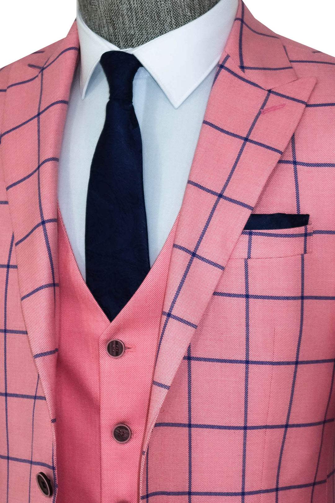 Slim Fit Patterned Pink Men Combination Suit - Wessi
