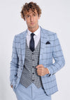 Checked Patterned Slim Fit Light Blue Men Suit - Wessi