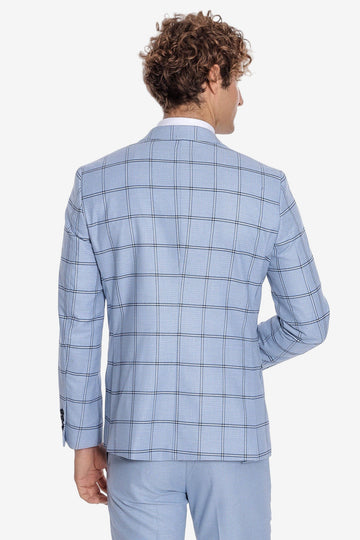 Traje de hombre azul claro estampado de cuadros slim fit - Wessi