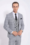 Traje de hombre gris estampado cuadros slim fit - Wessi