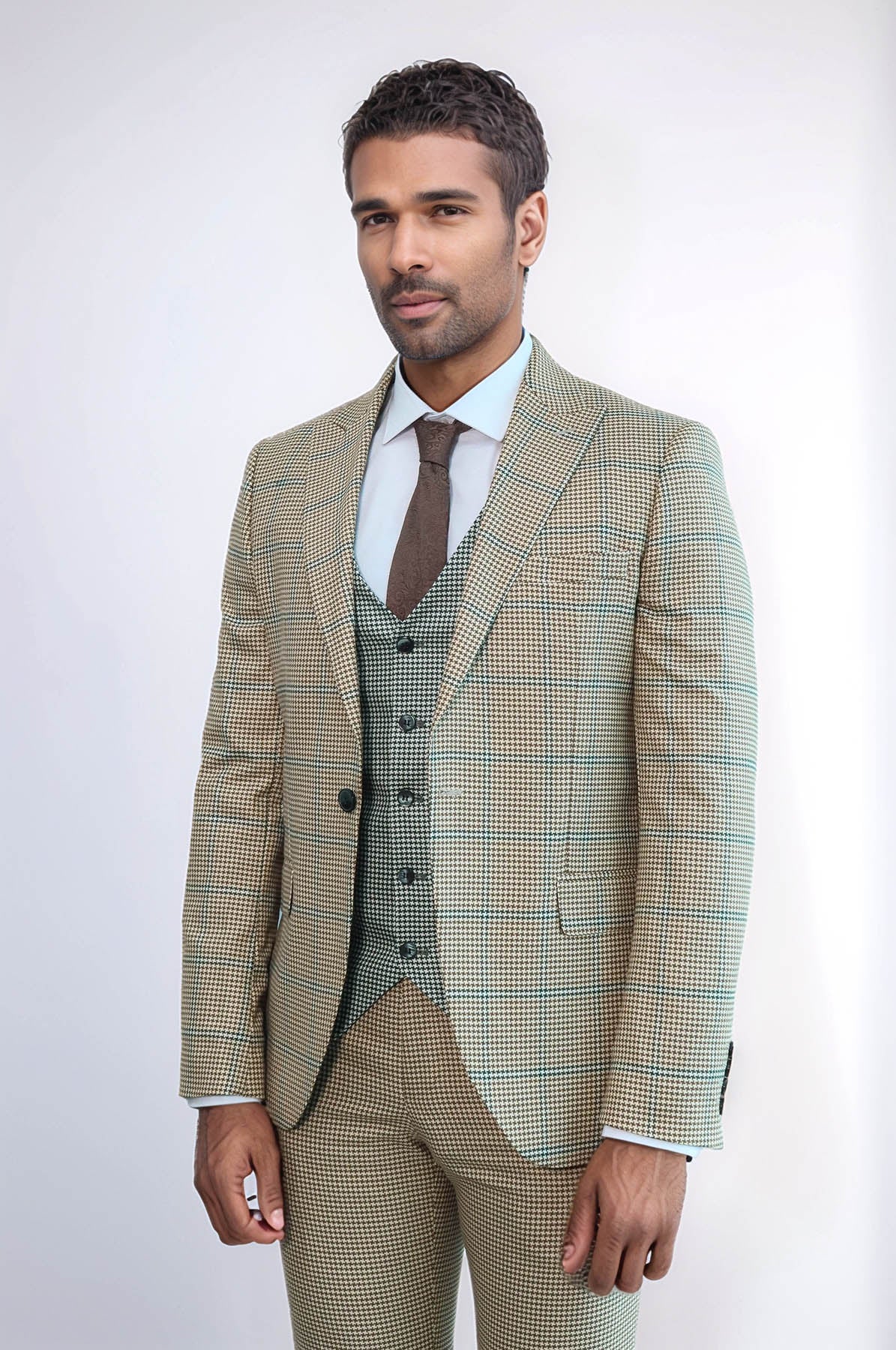 【美品❗️売り切】ウエストスーツ セミドライ　WEST SUITS Checked Slim Fit Light Blue Men Suit - Wessi