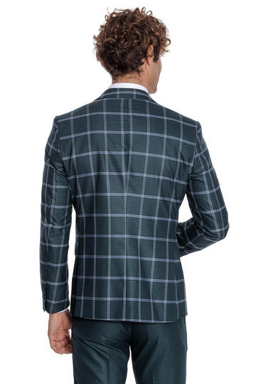 Traje de hombre verde slim fit estampado de cuadros - Wessi
