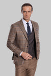 Costume homme coupe slim à carreaux marron - Wessi
