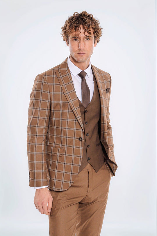 Brown Checked 3-Piece Suit | Wessi Men's Business Suit Wessi - Discover Diversity Brown Checked 3-Piece Suit | Wessi Men's Business Suit Wessi - Discover Diversity