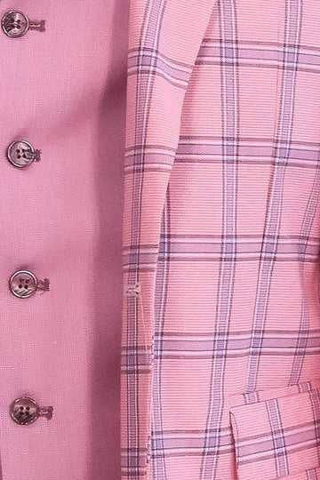 Costume Homme Rose Coupe Slim à Carreaux - Wessi