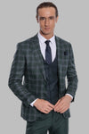 Costume Homme Vert Coupe Slim à Carreaux - Wessi