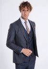 Checked Slim Fit Navy Blue Men Suit - Wessi