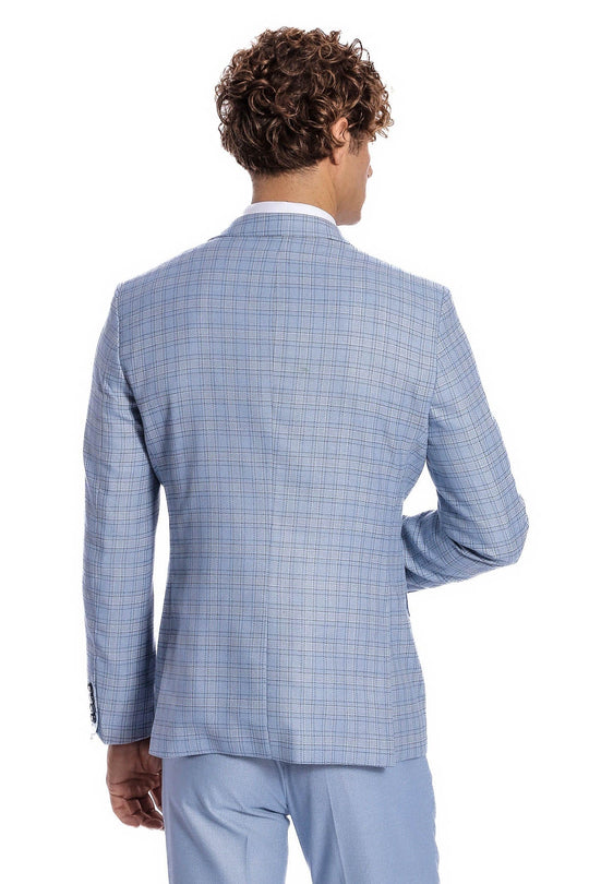 Traje de hombre a cuadros slim fit azul claro - Wessi