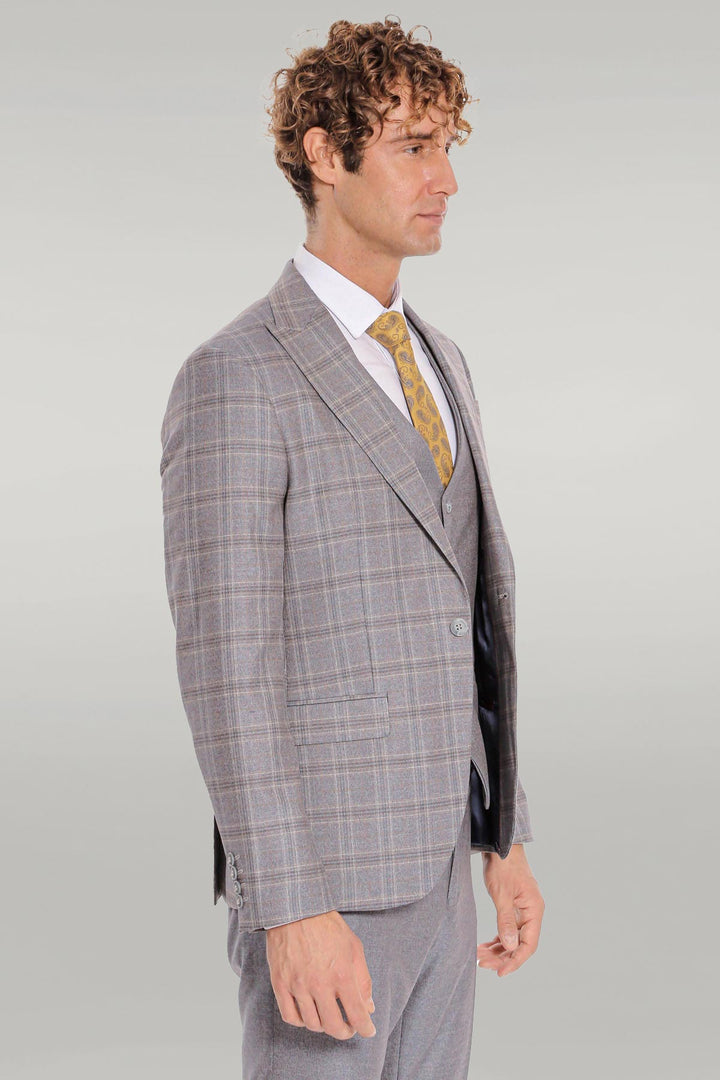 Costume Homme Bleu Clair Coupe Slim à Carreaux - Wessi