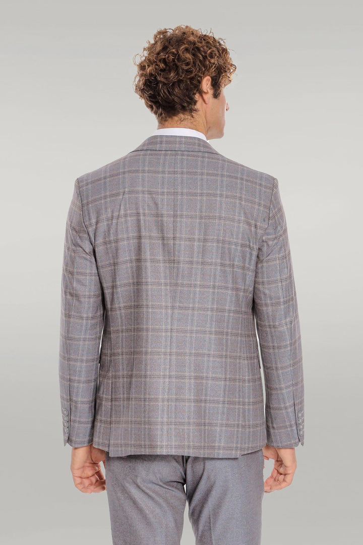 Costume Homme Bleu Clair Coupe Slim à Carreaux - Wessi