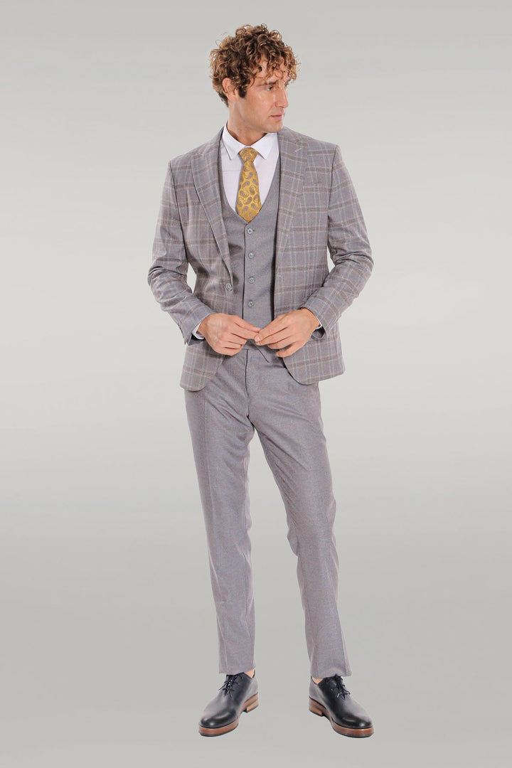 Costume Homme Bleu Clair Coupe Slim à Carreaux - Wessi