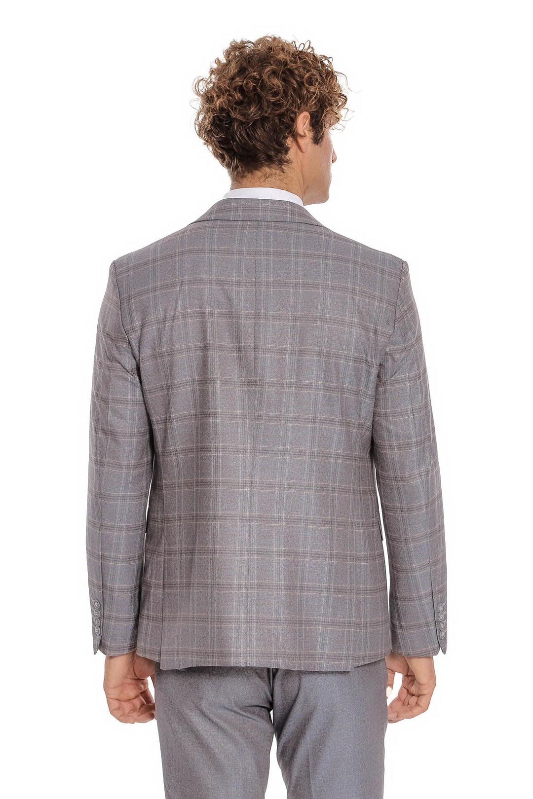 Checked Slim Fit Light Blue Men Suit - Wessi