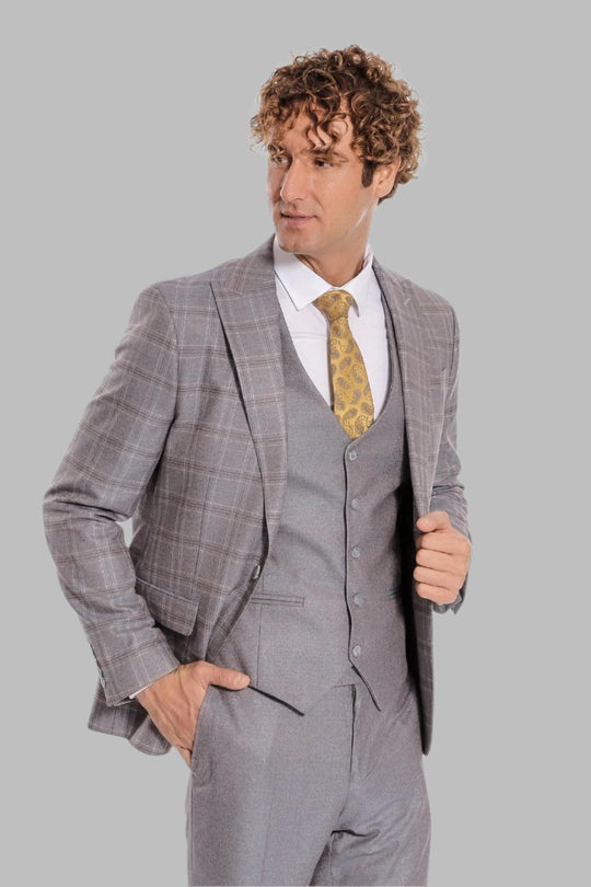 Traje de hombre a cuadros slim fit azul claro - Wessi