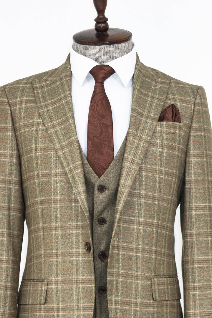 Costume et chemises combinés Brown Slim Fit Vérifié - Wessi