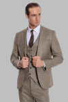 Checked Slim Fit Brown Men Suit - Wessi