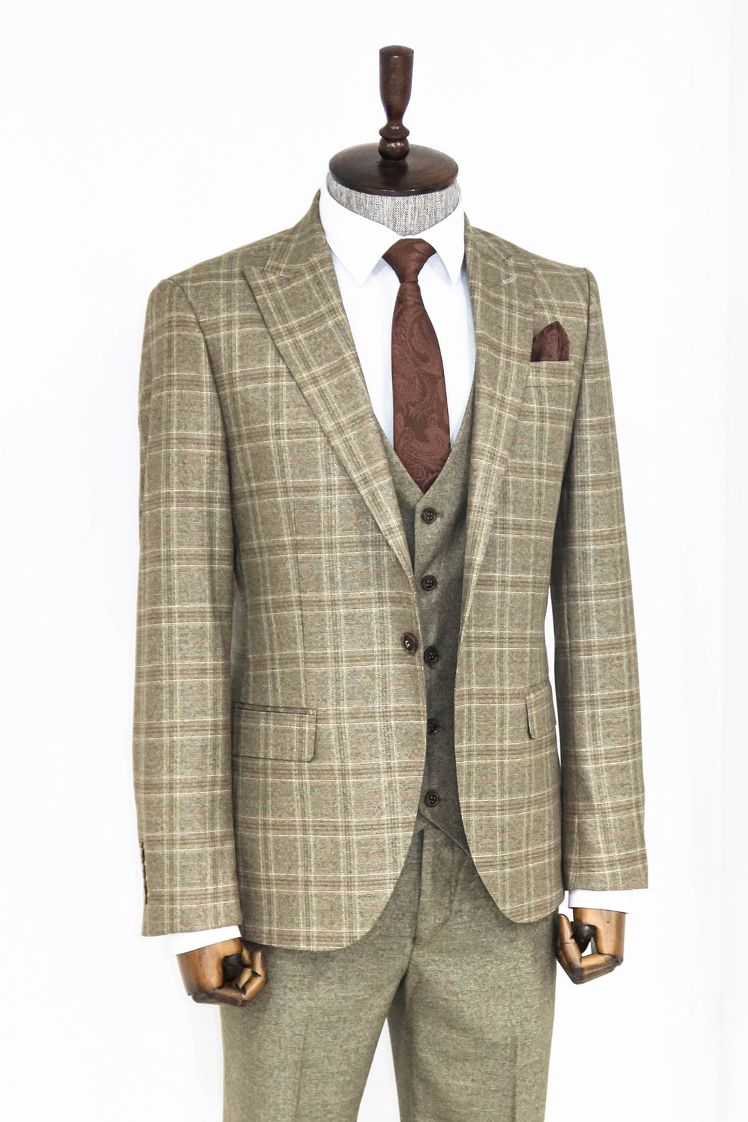 Costume et chemises combinés Brown Slim Fit Vérifié - Wessi