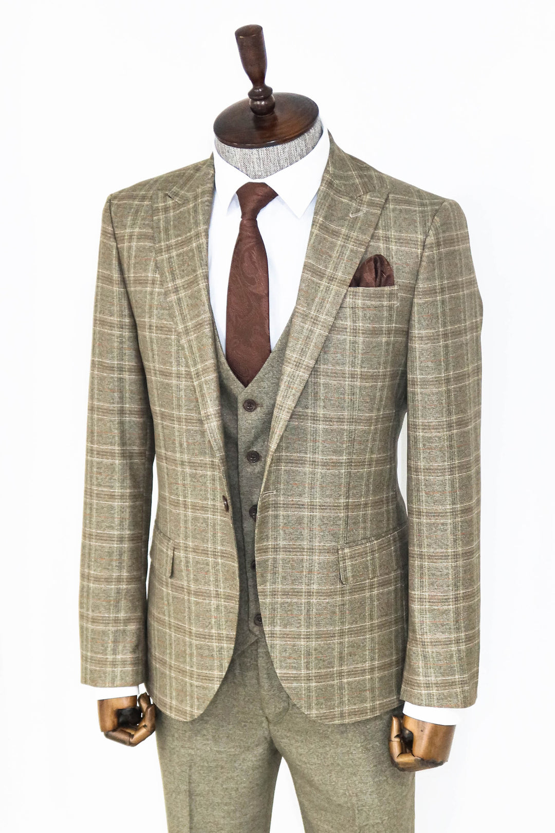 Costume et chemises combinés Brown Slim Fit Vérifié - Wessi