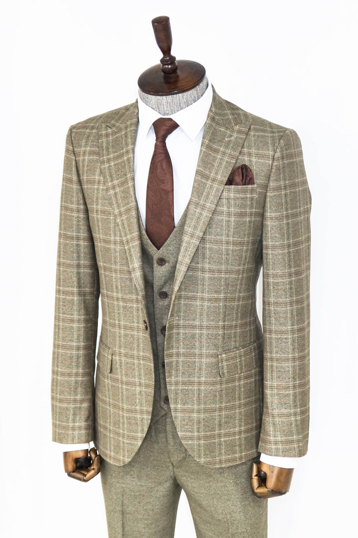 Costume et chemises combinés Brown Slim Fit Vérifié - Wessi
