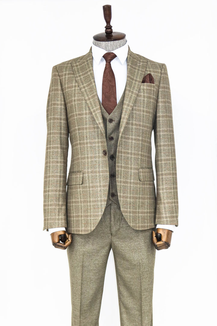 Costume et chemises combinés Brown Slim Fit Vérifié - Wessi
