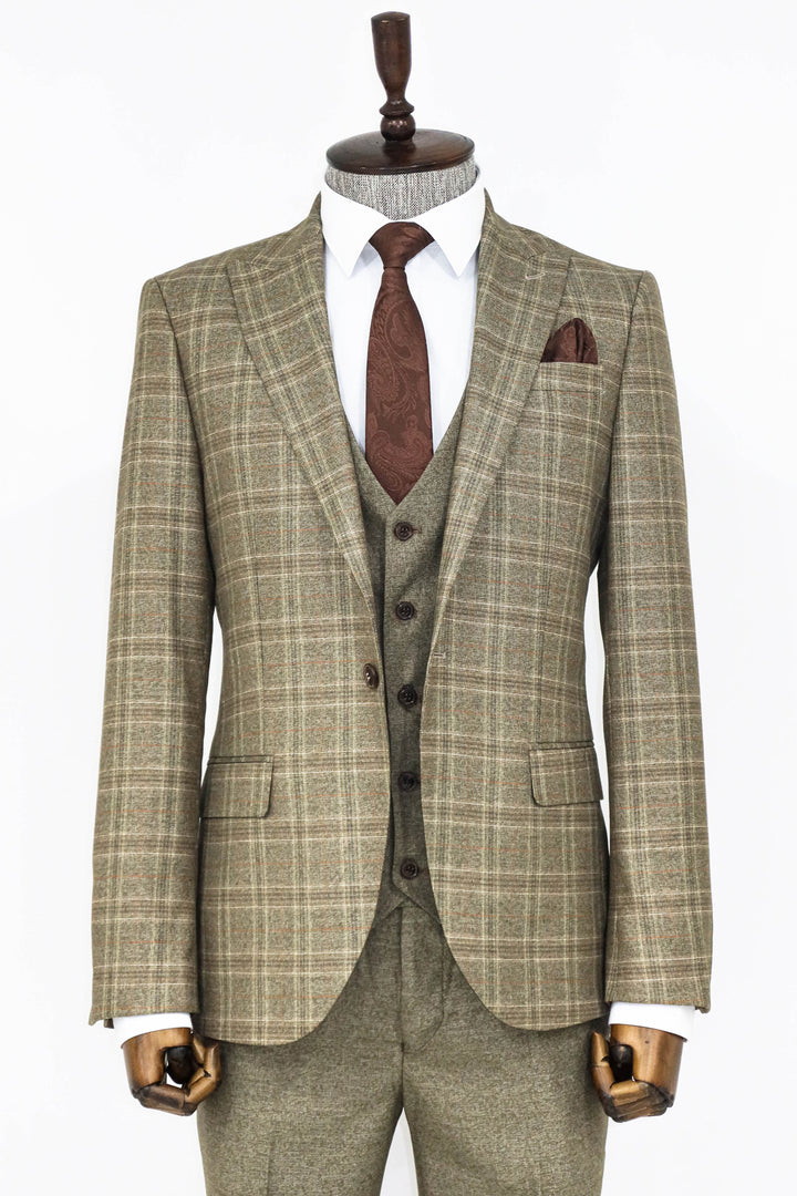 Costume et chemises combinés Brown Slim Fit Vérifié - Wessi