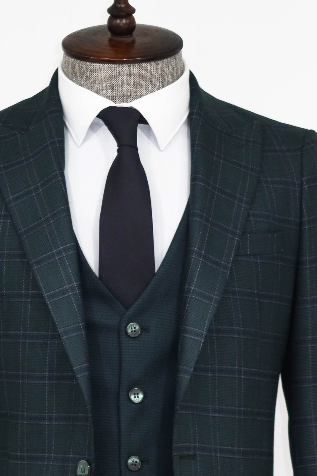 Checked Slim Fit Green Men Suit and Shirt Combination - Wessi