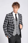 Slim Fit Patterned Checked Black Men Suit - Wessi