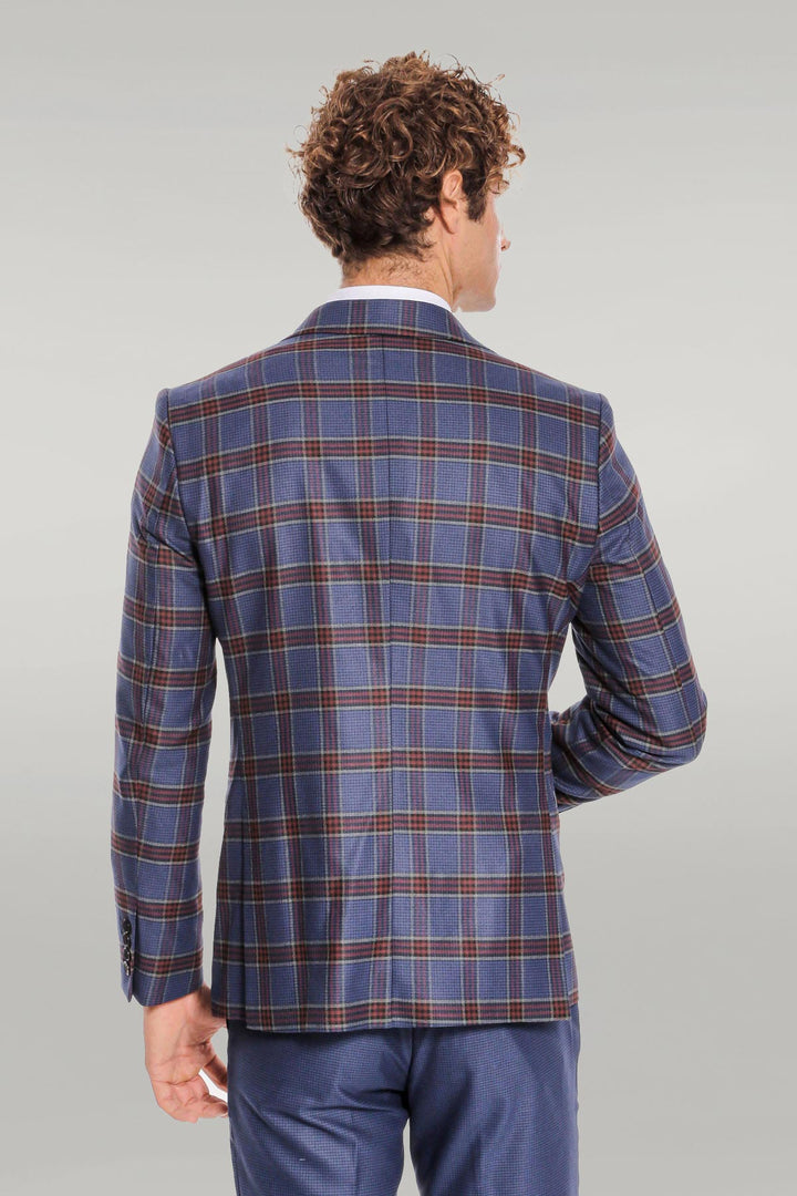 Costume Homme Bleu Coupe Slim à Carreaux - Wessi