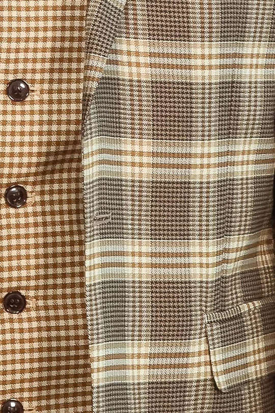 Costume Homme Marron Clair Coupe Slim à Carreaux - Wessi