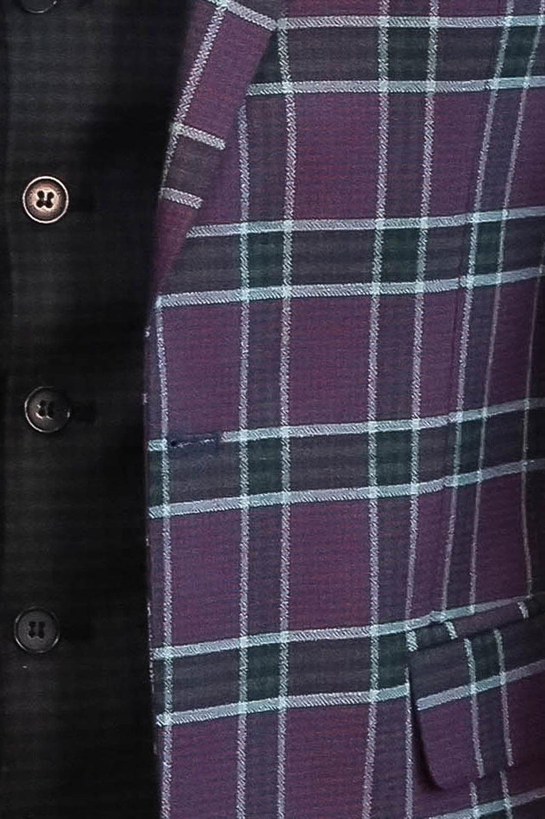 Slim Fit Patterned Checked Burgundy Men Suit - Wessi