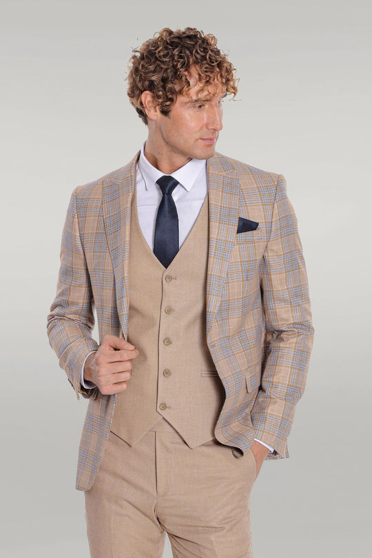 Beige Checked 3-Piece Suit | Wessi Men's Business Suit Wessi - Discover Diversity Beige Checked 3-Piece Suit | Wessi Men's Business Suit Wessi - Discover Diversity