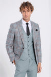 Checked Slim Fit Light Green Men Suit - Wessi