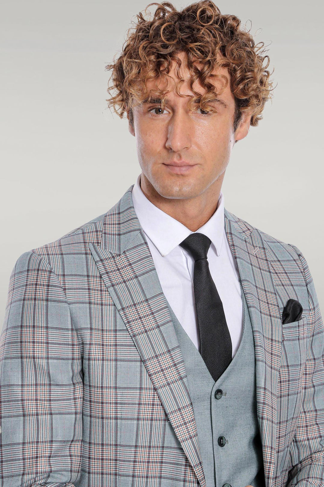 Costume Homme Vert Clair Coupe Slim à Carreaux - Wessi