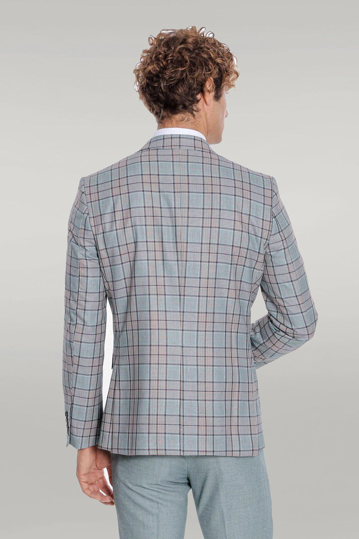 Costume Homme Vert Clair Coupe Slim à Carreaux - Wessi